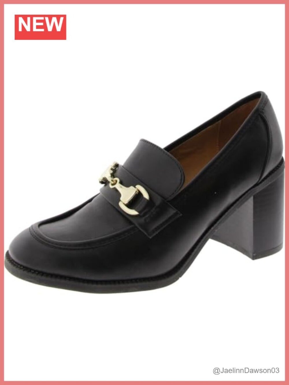Nine West Women's Leather Block Heel Loafer Slip On Pumps